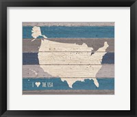 Framed I Love the USA Map