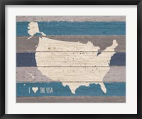 Framed I Love the USA Map