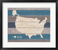 Framed I Love the USA Map