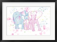 Framed Happy Elephant Family