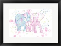 Framed Happy Elephant Family