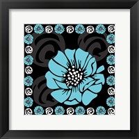 Framed Bold Turquoise Flower X