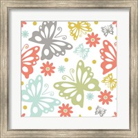 Framed Butterflies and Blooms Tranquil II