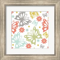 Framed Butterflies and Blooms Tranquil II
