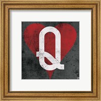 Framed 'Queen of Hearts Gray' border=