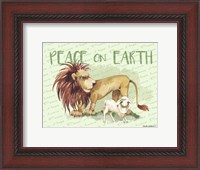 Framed Lion and Lamb Cartoon