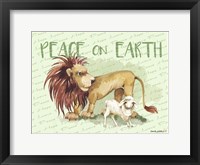 Framed Lion and Lamb Cartoon