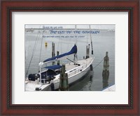 Framed Blue Sail Boat