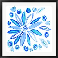 Framed Blue Aqua Painterly Floral II