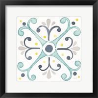 Framed 'Garden Getaway Tile III White' border=