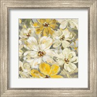 Framed Scattered Spring Petals Yellow Gray Crop