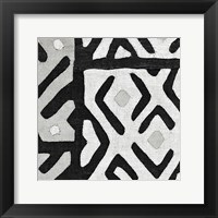 Framed Kuba Cloth I Square I BW