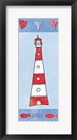 Coastal Lighthouse I on Blue Framed Print