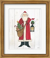 Framed Vintage St Nick I no Words on White Wood