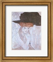 Framed Woman with Black Feather Hat