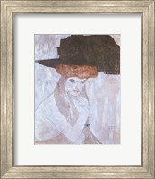 Framed Woman with Black Feather Hat