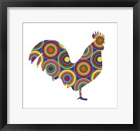 Framed Rooster Abstract Circles