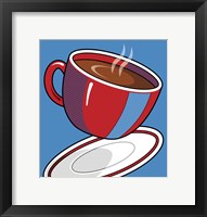 Framed Red Coffee Cup On Blue