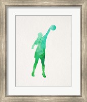 Framed Basketball Girl Watercolor Silhouette Part I