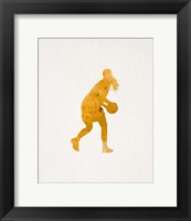 Framed Basketball Girl Watercolor Silhouette Part III