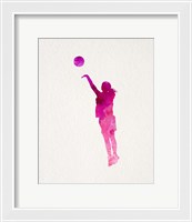 Framed Basketball Girl Watercolor Silhouette Part IV