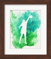 Framed Basketball Girl Watercolor Silhouette Inverted Part I