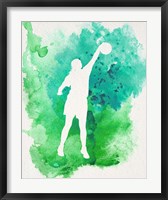Framed Basketball Girl Watercolor Silhouette Inverted Part I