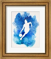 Framed Basketball Girl Watercolor Silhouette Inverted Part II