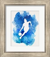 Framed Basketball Girl Watercolor Silhouette Inverted Part II