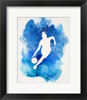 Framed Basketball Girl Watercolor Silhouette Inverted Part II