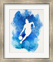 Framed Basketball Girl Watercolor Silhouette Inverted Part II