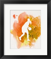 Framed Basketball Girl Watercolor Silhouette Inverted Part III