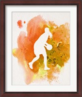 Framed Basketball Girl Watercolor Silhouette Inverted Part III