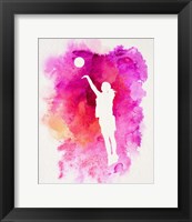 Framed Basketball Girl Watercolor Silhouette Inverted Part IV
