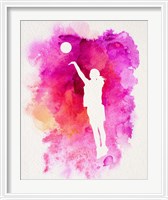 Framed Basketball Girl Watercolor Silhouette Inverted Part IV