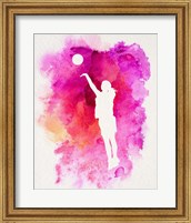 Framed Basketball Girl Watercolor Silhouette Inverted Part IV