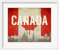 Framed Ottawa, Canada - Flags and Skyline
