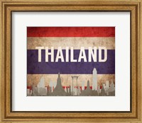 Framed Bangkok, Thailand - Flags and Skyline
