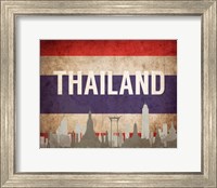 Framed Bangkok, Thailand - Flags and Skyline