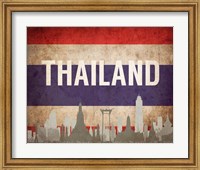 Framed Bangkok, Thailand - Flags and Skyline