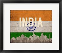 Framed New Delhi, India - Flags and Skyline