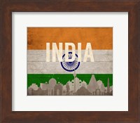 Framed New Delhi, India - Flags and Skyline