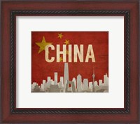 Framed Beijing, China - Flags and Skyline