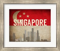 Framed Singapore - Flags and Skyline