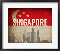 Framed Singapore - Flags and Skyline