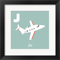 Framed 'Transportation Alphabet - J is for Jet' border=