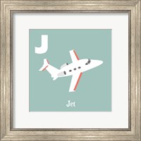 Framed 'Transportation Alphabet - J is for Jet' border=