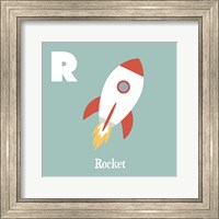 Framed 'Transportation Alphabet - R is for Rocket' border=