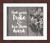 Framed Find Your Tribe - Flowers and Pencils Grayscale