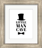 Framed Little Man Cave Top Hat and Bow Tie - White